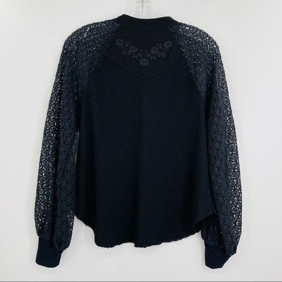 Free People sweetest thing thermal lace crochet bishop balloon sleeves - Picture 7 of 10
